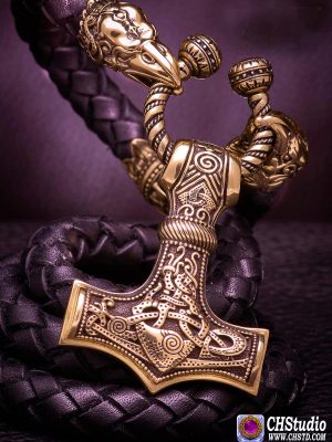 Thor's Hammer : MJOLNIR Mammen Style #4 :: Luxury Leather Necklace