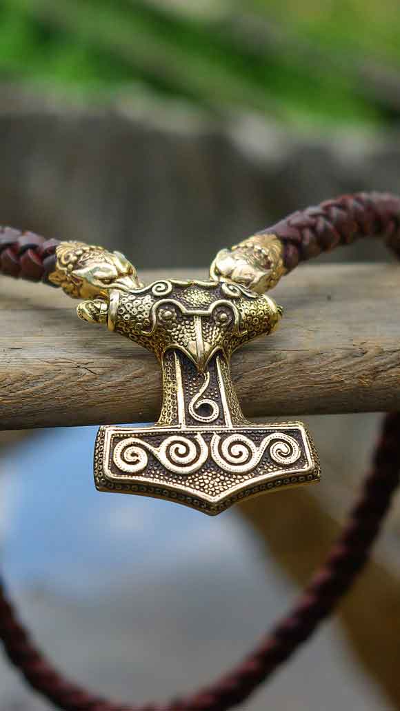 Mjolnie, Thor Hammer from Skane, Leather Cord, Leather Nacklace ,